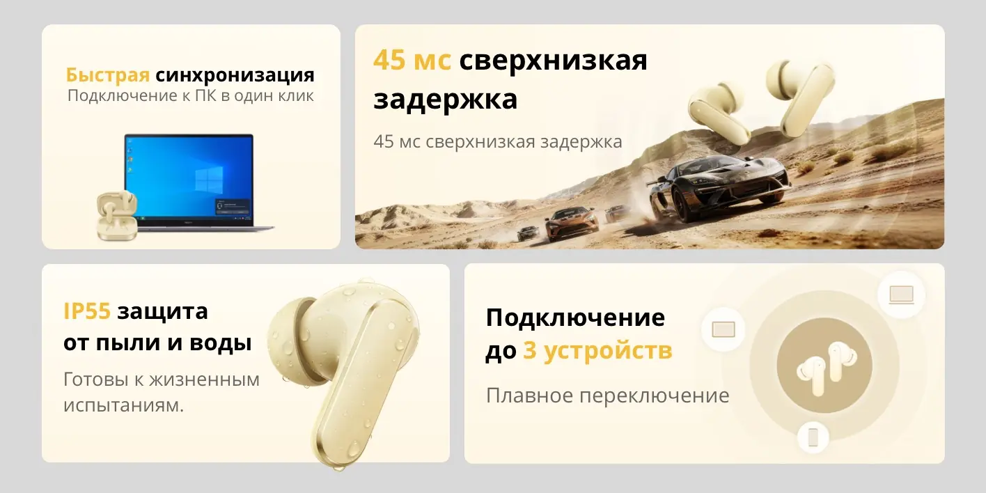 Беспроводные наушники Xiaomi RealMe Buds Air 8 RMA2503 Gold CN 13