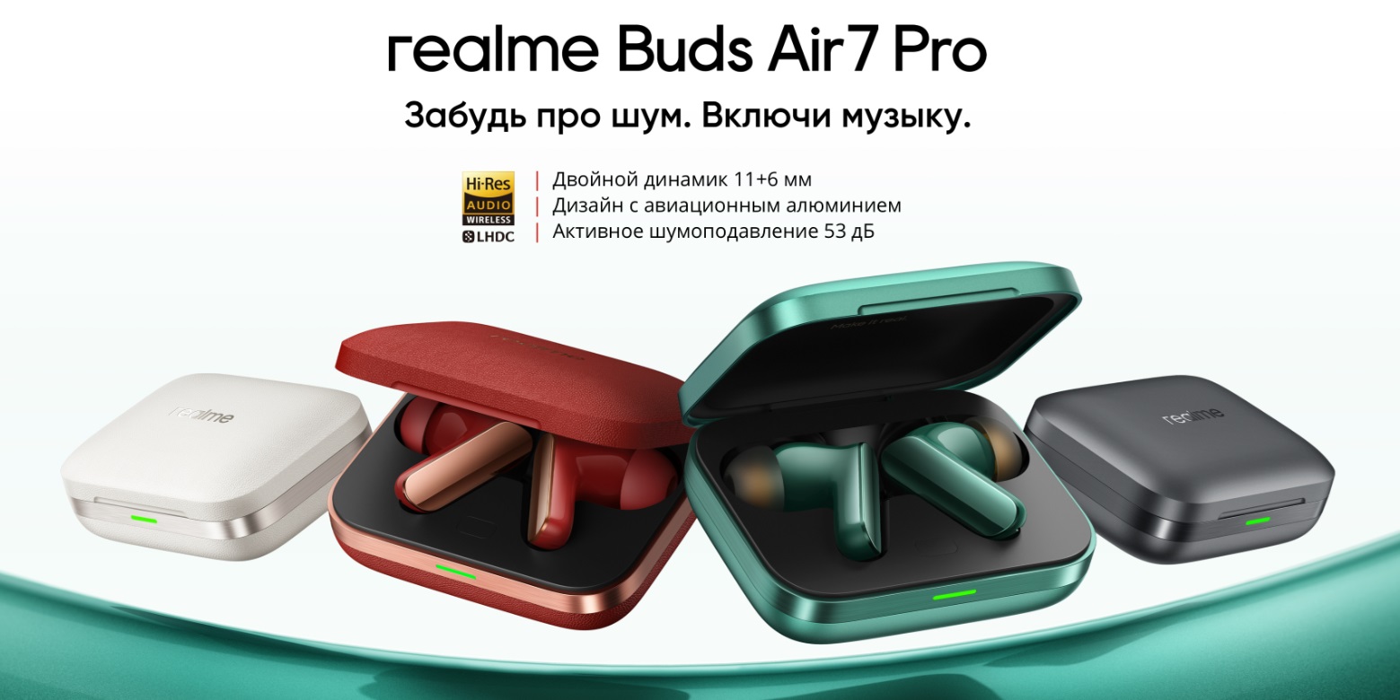 Беспроводные наушники Xiaomi RealMe Buds Air 7 Pro RMA2407 Green CN 1 Беспроводные наушники Xiaomi RealMe Buds Air 7 Pro RMA2407 Green CN 1