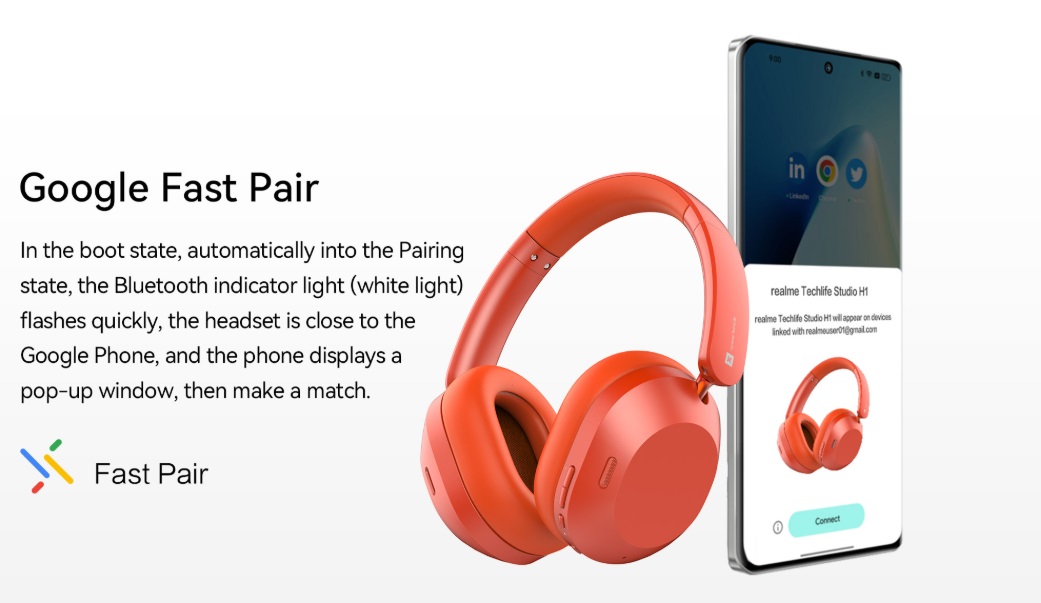 Беспроводные наушники Xiaomi Realme Techlife Studio H1 White EU 12 Беспроводные наушники Xiaomi Realme Techlife Studio H1 White EU 12