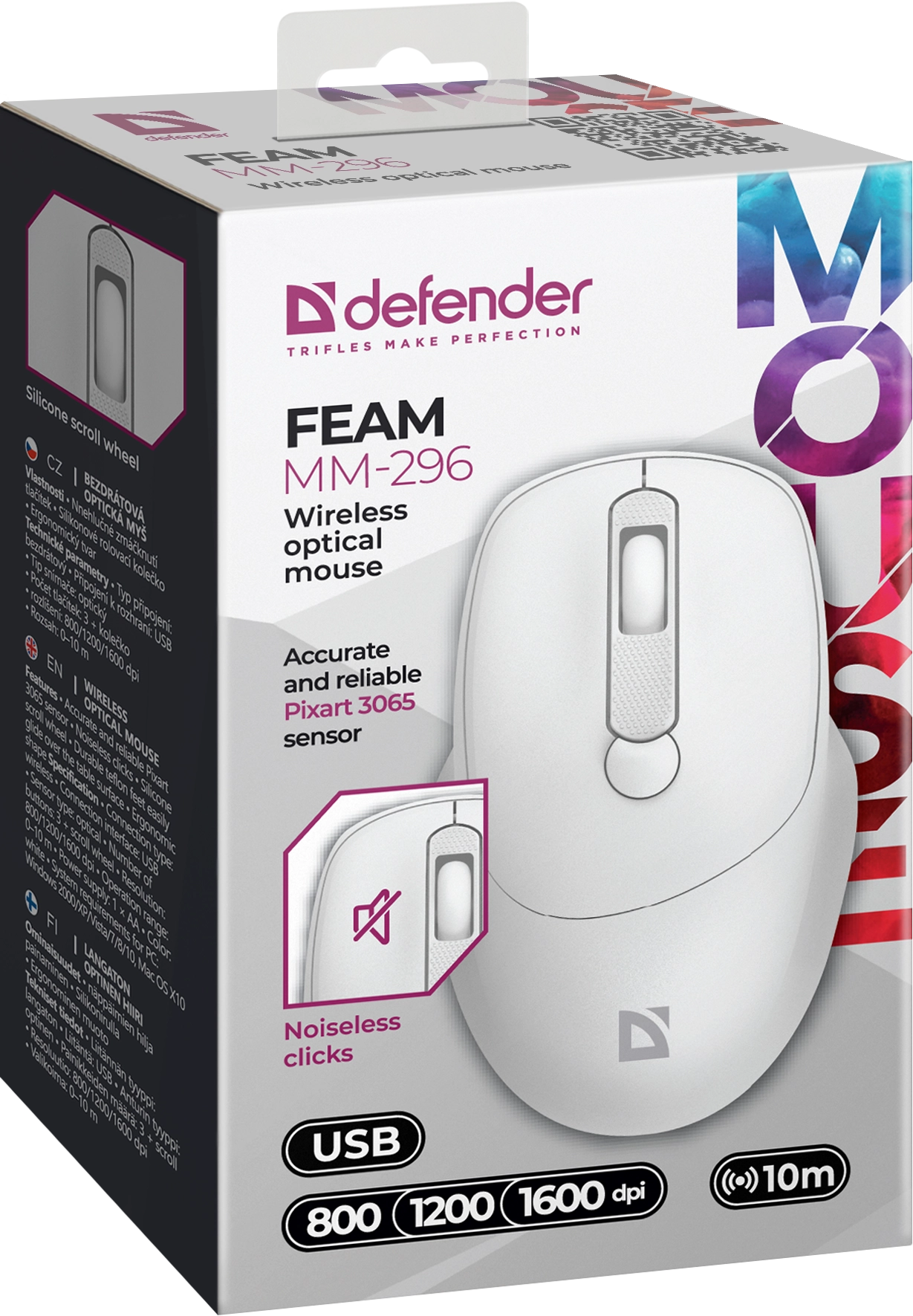 Мышь беспроводная Defender Feam MM-296, белый 2 Мышь беспроводная Defender Feam MM-296, белый 2