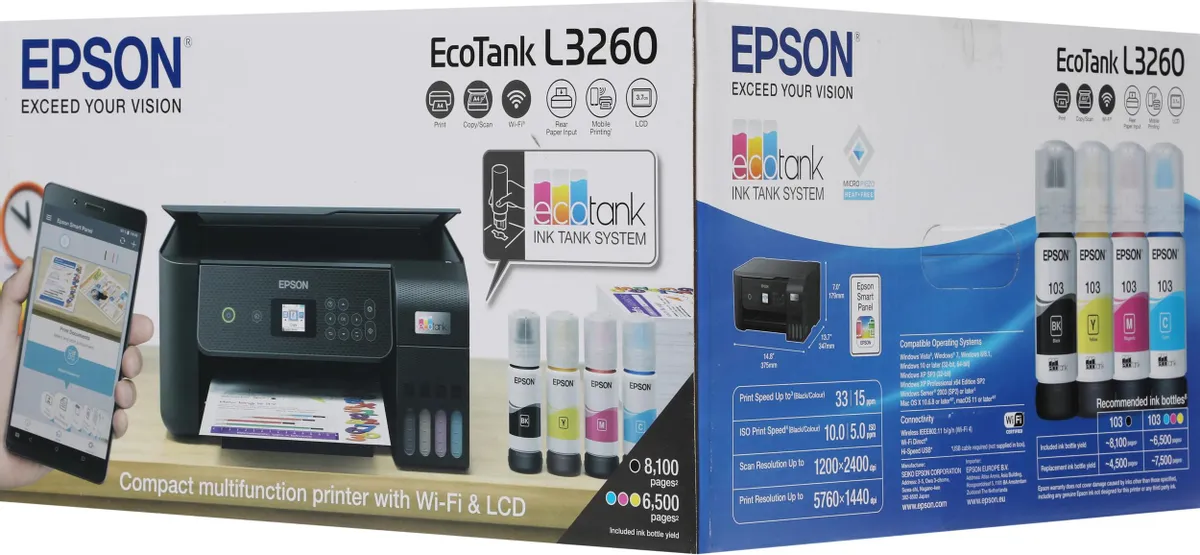 МФУ Epson L3260 Wi-Fi, черный (C11CJ66414/C11CJ66507/C11CJ66408) 2 МФУ Epson L3260 Wi-Fi, черный (C11CJ66414/C11CJ66507/C11CJ66408) 2