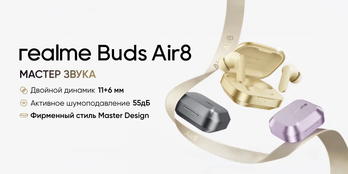 Беспроводные наушники Xiaomi RealMe Buds Air 8 RMA2503 Gold CN 1