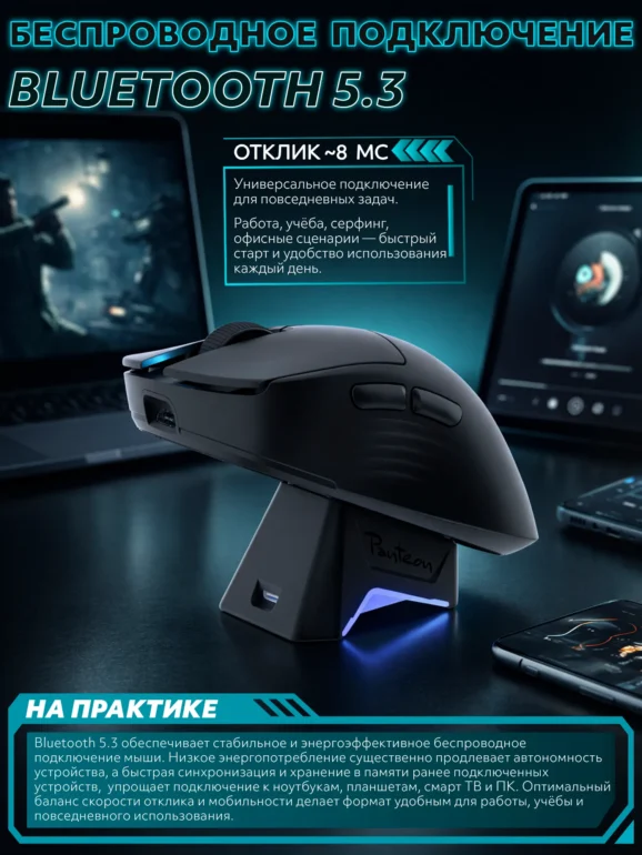 Мышь игровая PANTEON NOVA V3, BT+2.4G, черная 9