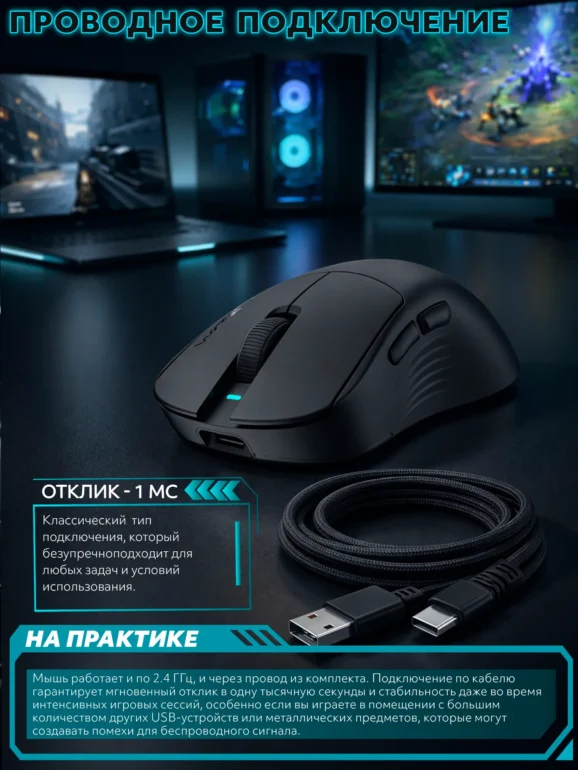 Мышь игровая PANTEON NOVA V3, BT+2.4G, черная 10