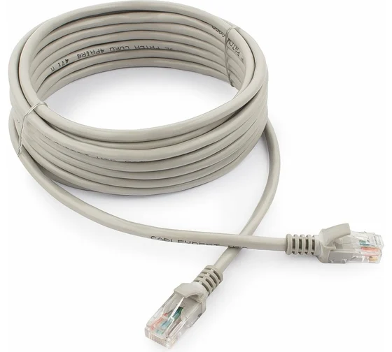 Патчкорд UTP Cablexpert PP12-5M кат.5e, 5м, литой, многожильный (серый) 1 Патчкорд UTP Cablexpert PP12-5M кат.5e, 5м, литой, многожильный (серый) 1