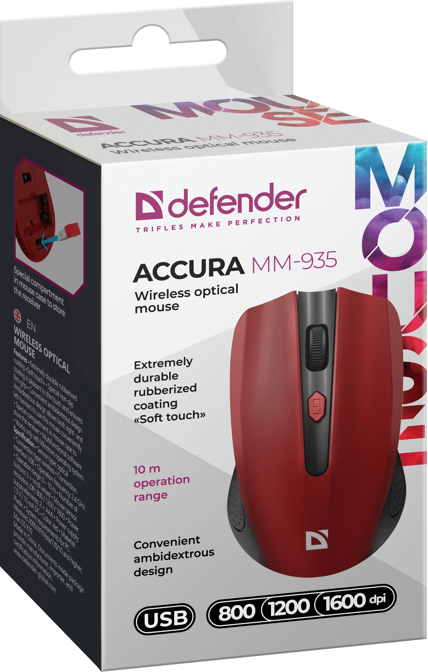 Мышь беспроводная Defender Accura MM-935 красный 3 Мышь беспроводная Defender Accura MM-935 красный 3