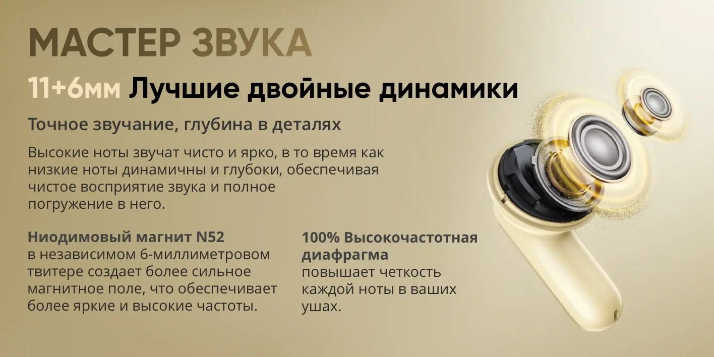 Беспроводные наушники Xiaomi RealMe Buds Air 8 RMA2503 Gold CN 5