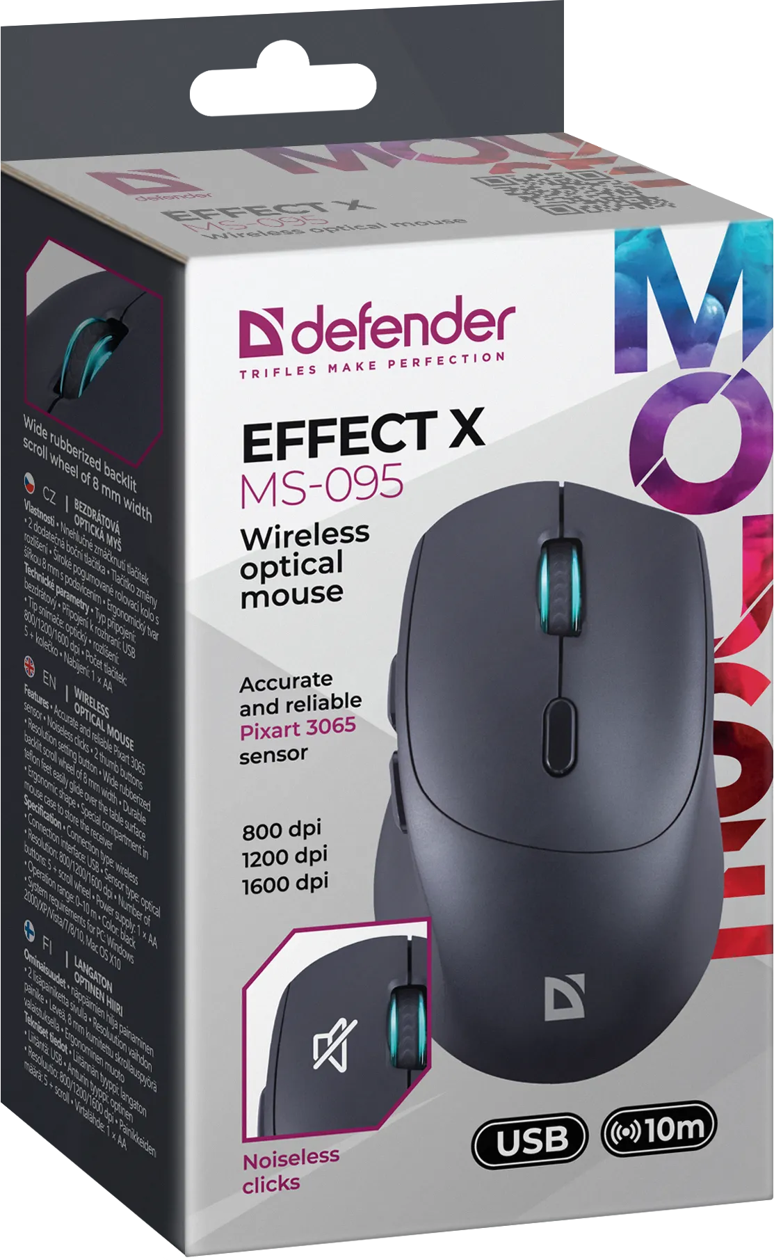 Мышь беспроводная Defender Effect X MS-095, черный 3 Мышь беспроводная Defender Effect X MS-095, черный 3