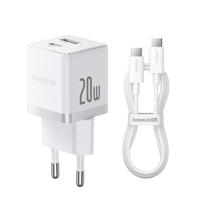 СЗУ Baseus Palm Fast Charger C+U 20W EU Moon White (with Cable USB-C to USB-C 60W) 6 СЗУ Baseus Palm Fast Charger C+U 20W EU Moon White (with Cable USB-C to USB-C 60W) 6