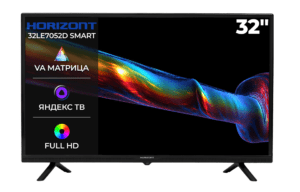 Телевизор 32" Horizont 32LE7052D, Smart, Full HD, Яндекс ТВ черный (диагональ 32", разрешение Full H 1