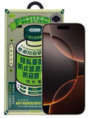 Стекло Remax NEW 3D Антишпион for iPhone 16Pro/17 (6.3'') black 1