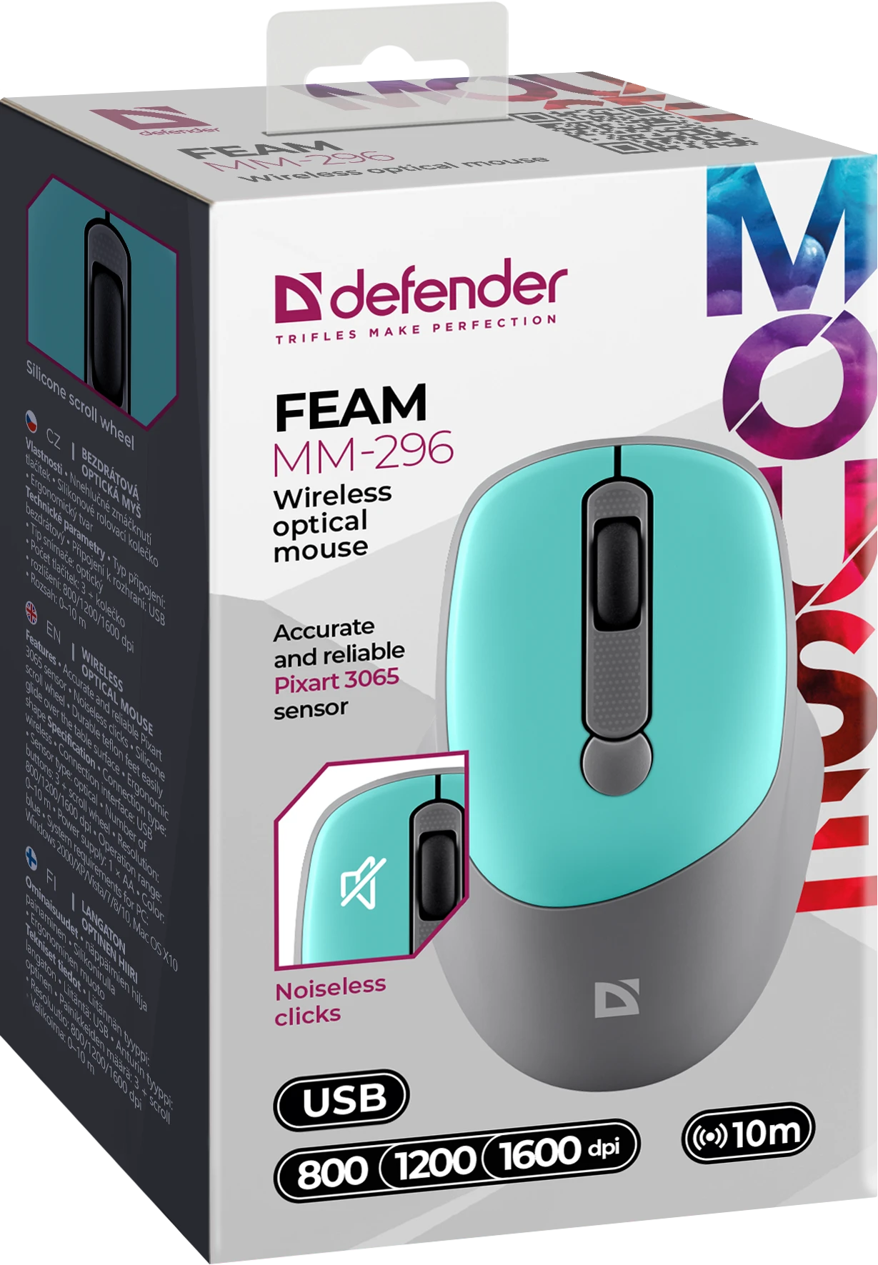 Мышь беспроводная Defender Feam MM-296, мятный 4 Мышь беспроводная Defender Feam MM-296, мятный 4