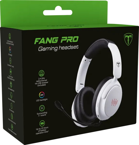 Беспроводная гарнитура игровая T-Line Fang Pro BT/2.4G, LED, белый 10 Беспроводная гарнитура игровая T-Line Fang Pro BT/2.4G, LED, белый 10