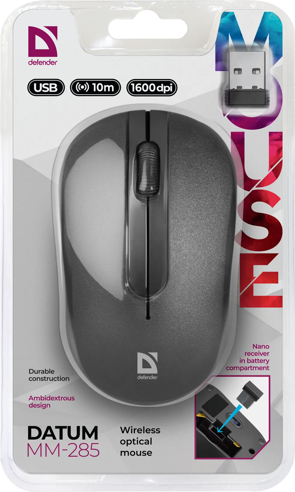Мышь беспроводная Defender Datum MM-285, черный 6 Мышь беспроводная Defender Datum MM-285, черный 6