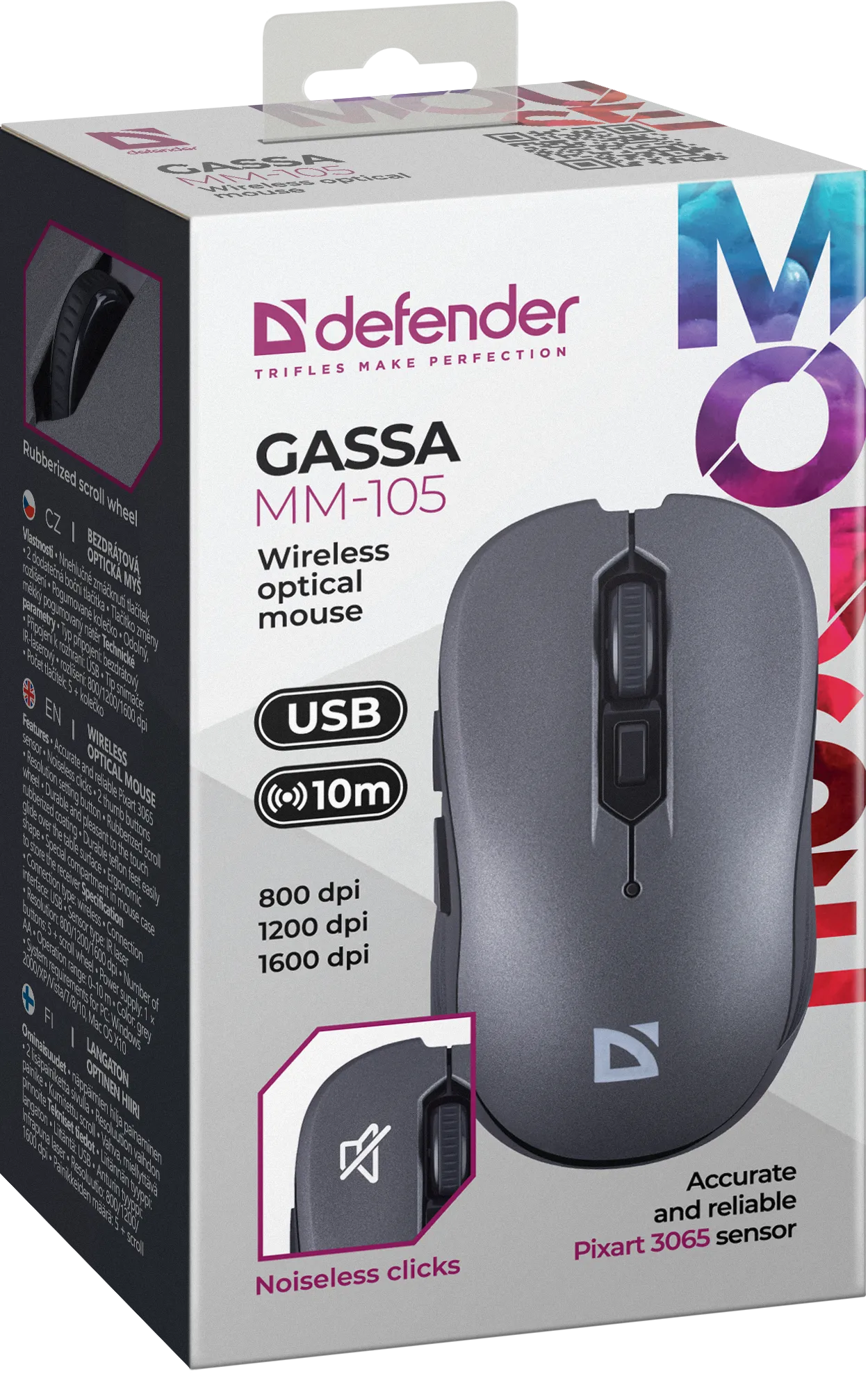 Мышь беспроводная Defender Gassa MM-105, серый (арт.52104) 5 Мышь беспроводная Defender Gassa MM-105, серый (арт.52104) 5