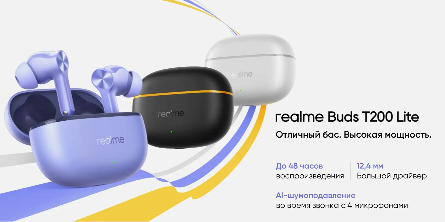 Беспроводные наушники Xiaomi RealMe T200 Lite RMA2415-A Black CN 1