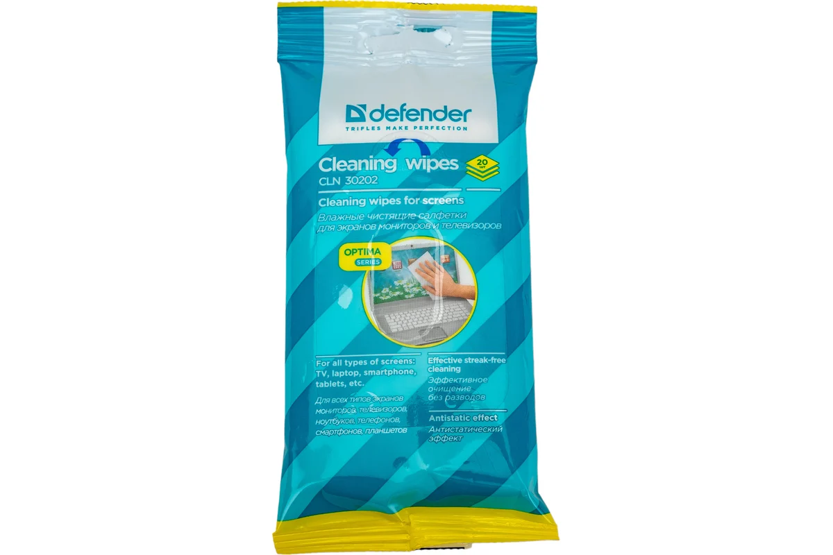 Чистящие салфетки Defender CLN 30202 Optima 20 шт 1 Чистящие салфетки Defender CLN 30202 Optima 20 шт 1