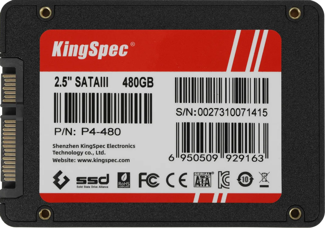 SSD KINGSPEC P4-480 480GB, 2.5" 7mm, SATA3, R/W 560/520MB/s 2 SSD KINGSPEC P4-480 480GB, 2.5" 7mm, SATA3, R/W 560/520MB/s 2