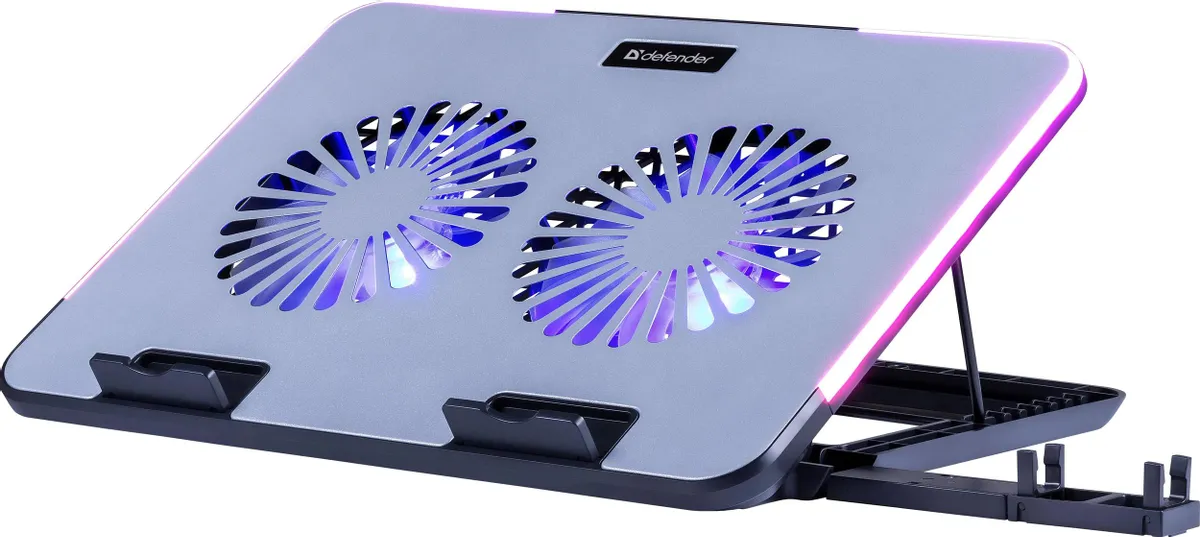 Охлаждающая подставка для ноутбука Defender NS-519 15.6", RGB, металл, 2 вентилятора 4 Охлаждающая подставка для ноутбука Defender NS-519 15.6", RGB, металл, 2 вентилятора 4