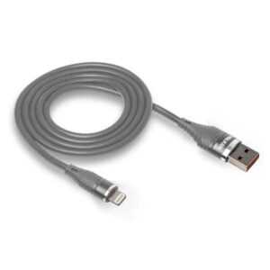 Кабель USB/Lighting WALKER C735 3.1A прорезиненн. металл. grey 1