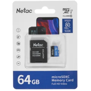 Карта памяти microSDXC UHS-I Card 64Gb Netac P500 (NT02P500STN-064G-R) (с адаптером) 1