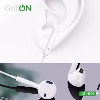 Наушники GrifON GE-HS06 3.5mm с микрофон. не вакуум white 2 Наушники GrifON GE-HS06 3.5mm с микрофон. не вакуум white 2
