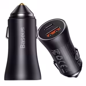 АЗУ Baseus Golden Contactor Max Dual Fast Charger Car Charger U+U 60W Dark Gray 1