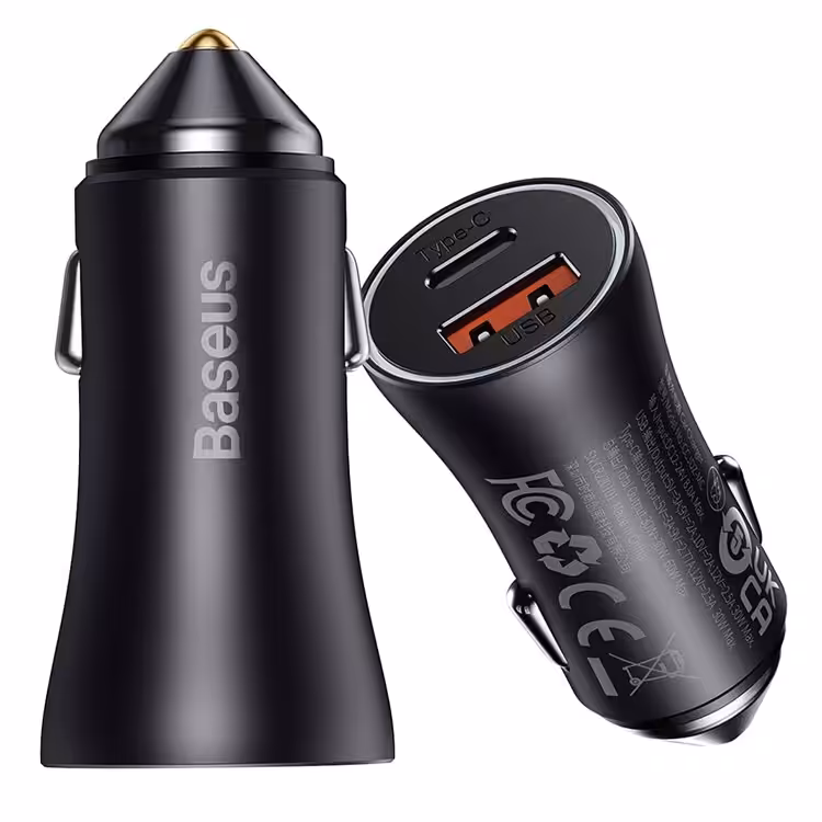 АЗУ Baseus Golden Contactor Max Dual Fast Charger Car Charger U+U 60W Dark Gray 1 АЗУ Baseus Golden Contactor Max Dual Fast Charger Car Charger U+U 60W Dark Gray 1