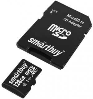Карта памяти MicroSDXC UHS-I Card 128Gb Smartbuy (SB128GBSDCL10-01) (c адаптером) 1
