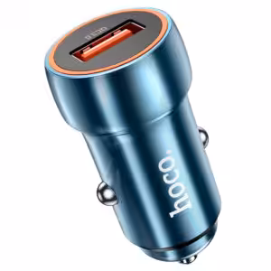 АЗУ HOCO Z46 Blue shield single port QC3.0 car charger metal gray 1