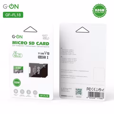 Карта памяти G-ON GF-FL18 microSD V10 32Gb U1+adapterSD 2 Карта памяти G-ON GF-FL18 microSD V10 32Gb U1+adapterSD 2
