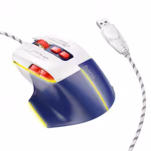 Мышка HOCO GM31 Overlord luminous gaming wired mouse white blue 1 Мышка HOCO GM31 Overlord luminous gaming wired mouse white blue 1