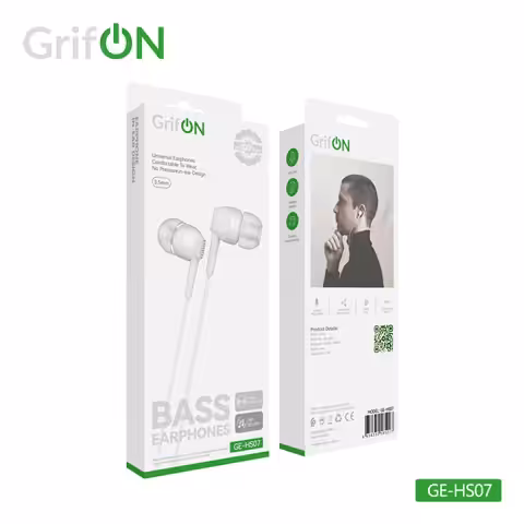 Наушники GrifON GE-HS07 3.5mm с микрофон. вакуум white 1 Наушники GrifON GE-HS07 3.5mm с микрофон. вакуум white 1