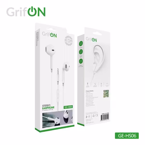 Наушники GrifON GE-HS06 3.5mm с микрофон. не вакуум white 3 Наушники GrifON GE-HS06 3.5mm с микрофон. не вакуум white 3