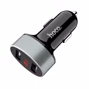 АЗУ HOCO Z26 high praise dual port car charger with digital display black 1