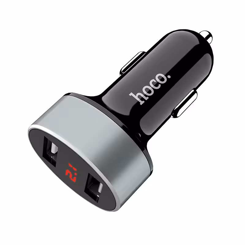 АЗУ HOCO Z26 high praise dual port car charger with digital display black 1 АЗУ HOCO Z26 high praise dual port car charger with digital display black 1