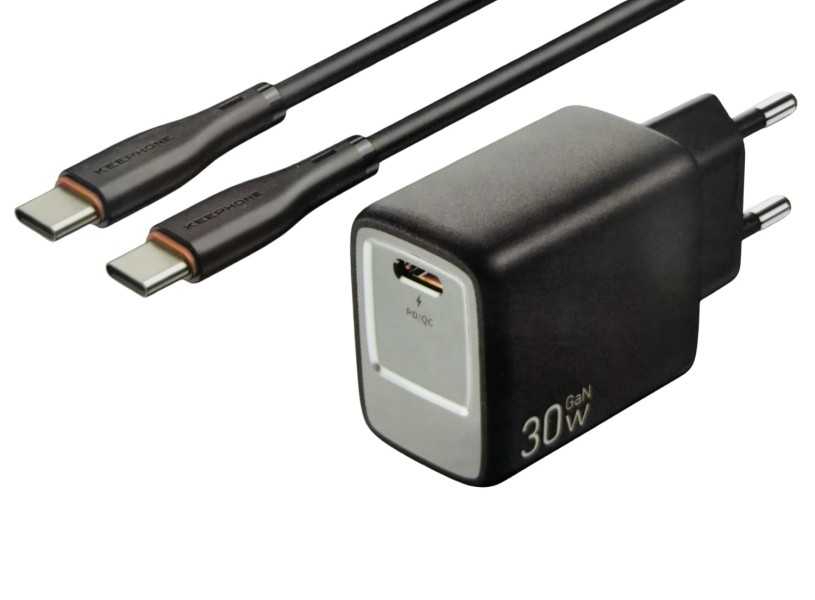 СЗУ Keephone Mixeed KP-EB007 USB-C PD30W +кабель Type-C/Type-C black 1 СЗУ Keephone Mixeed KP-EB007 USB-C PD30W +кабель Type-C/Type-C black 1