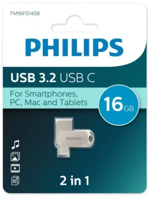 Флэш-драйв Philips 16Gb 2in1 Usb 3.2 Type-C/OTG metal 1