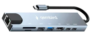 Док-станция Gembird UHB-D3 (USB 3.1, USB 2.0, Type-C, PD87W, HDMI, SD/TF, RJ45) Type-C 1