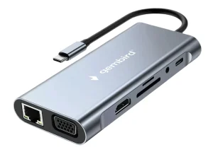 Док-станция Gembird UHB-D4 (3xUSB 3.1, Type-C PD87W, HDMI, SD/TF, RJ45, VGA, M.J. 3.5) Type-C 1