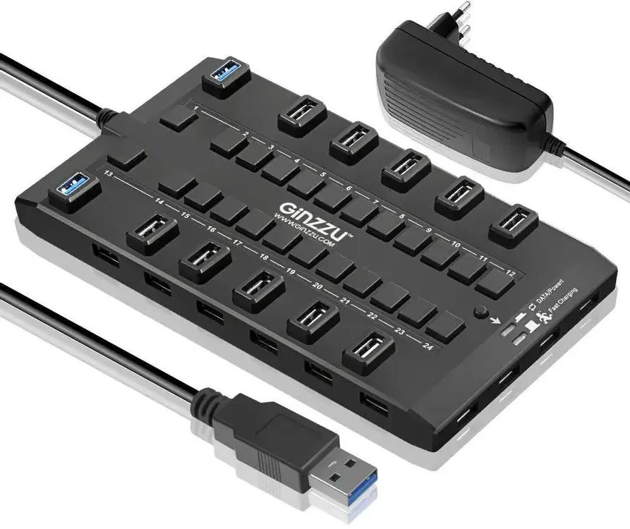 USB-концентратор Ginzzu GR-328UAB (4 порта USB 3.0 + 24 порта USB 2.0, БП 5V, 4.0А) 1 USB-концентратор Ginzzu GR-328UAB (4 порта USB 3.0 + 24 порта USB 2.0, БП 5V, 4.0А) 1