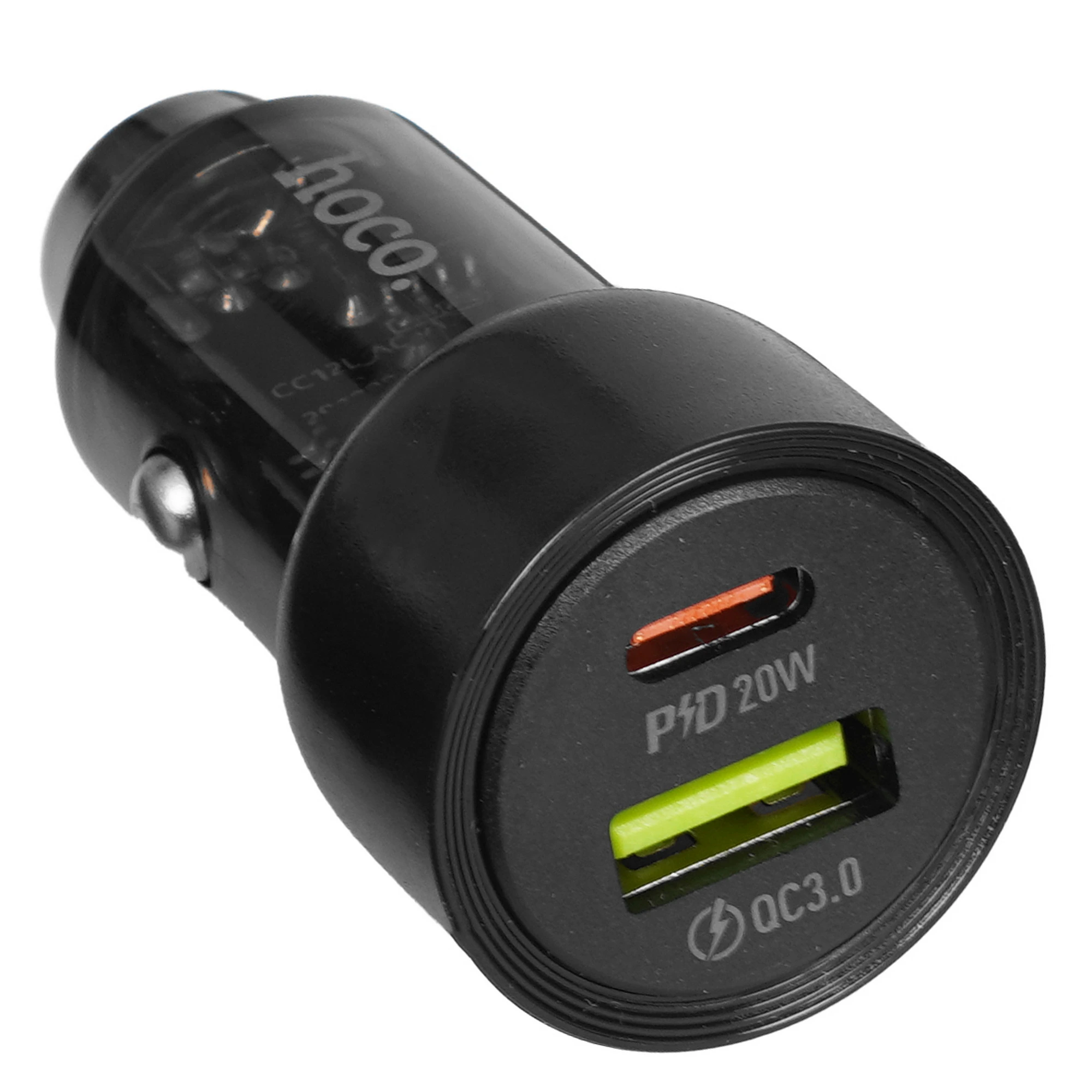 АЗУ HOCO Z52 Spacious PD38W(1C1A) car charger transperent black 1 АЗУ HOCO Z52 Spacious PD38W(1C1A) car charger transperent black 1