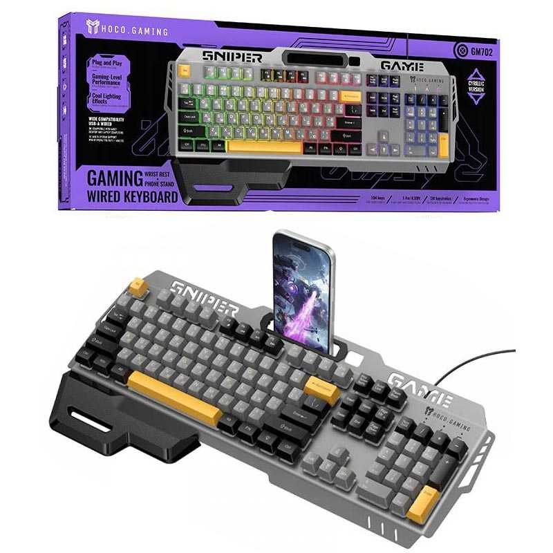 Компьютерная Клавиатура HOCO GM702 Vistoso wired gaming keyboard gray black 1 Компьютерная Клавиатура HOCO GM702 Vistoso wired gaming keyboard gray black 1